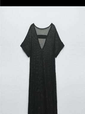Zara Black Mesh Swim Coverup Maxi